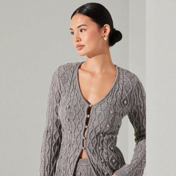 NWT ASTR Argyle Knit Wool Blend Cardigan Sweater - Picture 5 of 10